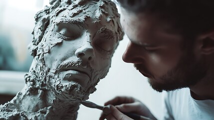 adult male adding intricate textures and desgine