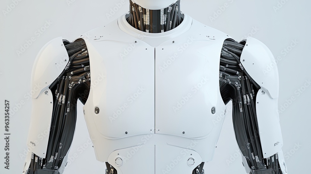 Poster futuristic humanoid robot showcasing advanced technology and mechanical design, highlighting its int