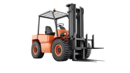 Orange Forklift with Black Forks 