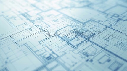 Detailed Architectural Blueprint with Complex Building Layout