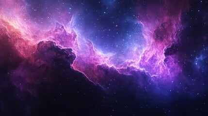 Cosmic Nebula with Stars and Dusty Clouds