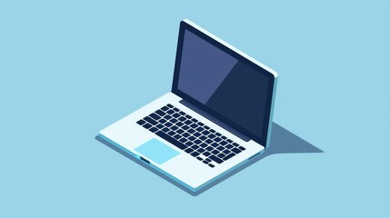 Modern Minimalist Laptop Illustration on Blue Background