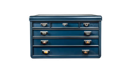Blue Metal Tool Chest with Five Drawers.