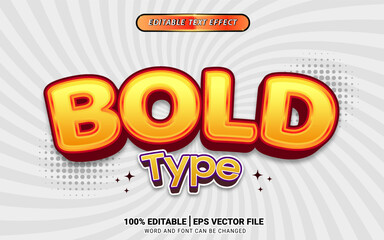 Orange 3d bold type text effect with retro vintage style strong color