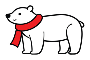 christmas-polar-bear vector line art, clipart illustration with isolated on white background
