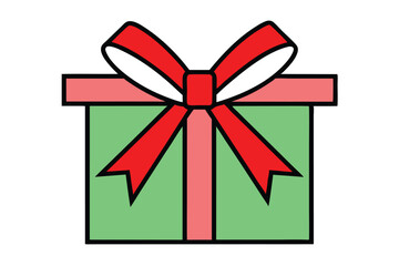Christmas present bow vector line art, clipart illustration with isolated on white background