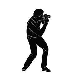 man taking photo silhouette, vector on white background