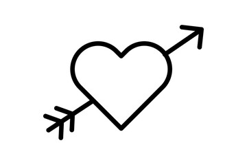 A clean outline design with a heart, a heart struck by an arrow, a broken heart, and a heart in love. It captures love&rsquo;s journey&mdash;passion, loss, and happiness.