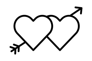 An elegant line art featuring a heart, an arrow-pierced heart, a broken heart, and a heart in love, capturing love’s emotional spectrum.