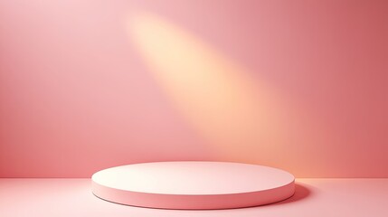 Minimalist pink backdrop with a circular platform, ideal for showcasing products, presentations, or artistic displays.