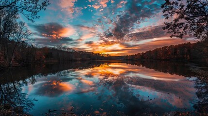 Fototapeta premium Stunning Natural Scenery: High-Definition Posters and Wallpapers Showcasing Beautiful Water Reflections and Charming Landscapes