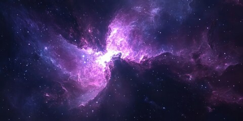 Fototapeta premium A Starry Night with a Purple Nebula