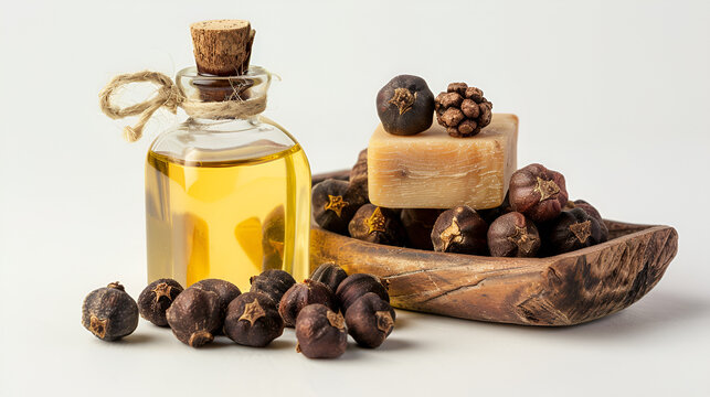 Oil with Aritha or Reetha Also referred to as Sapindus emarginat, soap nuts are the primary component of soaps and shampoos.