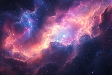 Naklejka premium Cosmic Nebula with Glowing Gas and Stars