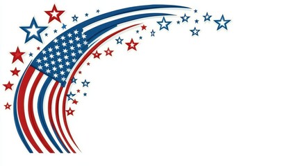 Festive Patriotic 4th of July Banner Featuring American Flag, Stars, and Stripes for Celebrations