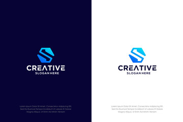 hexagon letter S logo design vector