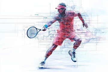 Abstract Tennis Player in Motion.