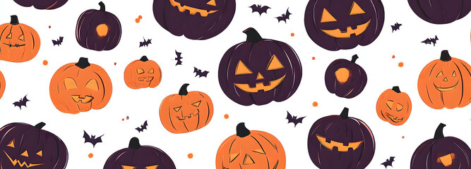 An awesome seamless Halloween pattern set with cute funny pumpkins on a variety of backgrounds for your Halloween Thanksgiving party designs. An evil pumpkin pattern for your Halloween Thanksgiving