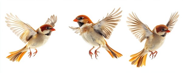 Fototapeta premium Three Birds in Flight.