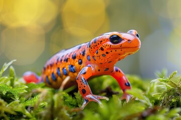 Fototapeta premium Colorful Salamander on Moss in Natural Setting