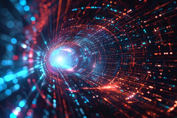 Digital tunnel effect showing concept of data transfer, big data, technology