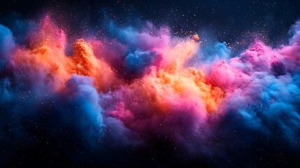 Fototapeta premium Abstract colorful smoke or clouds with a dark background.