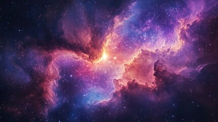 Fototapeta premium Cosmic Nebula with Pink and Blue Clouds and Stars