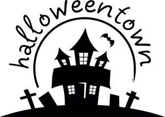 Haunted house. Halloweentown. Halloween vector illustration