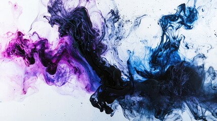 Abstract art, multi coloured fusion of ink, purple, blue, black, melting