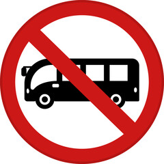 Red Sign No Entry for Bus. Warning Round Road Sign. Vector Icons