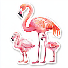 Obraz premium flamingo bird pink wildlife animal tropical nature family cute vibrant exotic illustration stickers young adult wildlife art colorful birds pink feathers waterfowl 