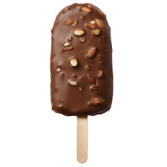 Fototapeta premium Chocolate and Almond ice cream isolated on transparent background Generative Ai.