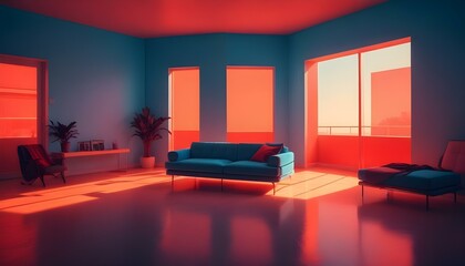 Photo interior modern design room 3d illustration