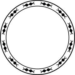 Polynesian tattoo tribal circle design. Samoan tattoo tribal frame circle border stencil.