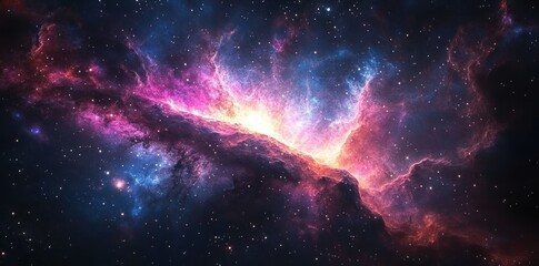 Cosmic Nebula with Vibrant Hues and Stars
