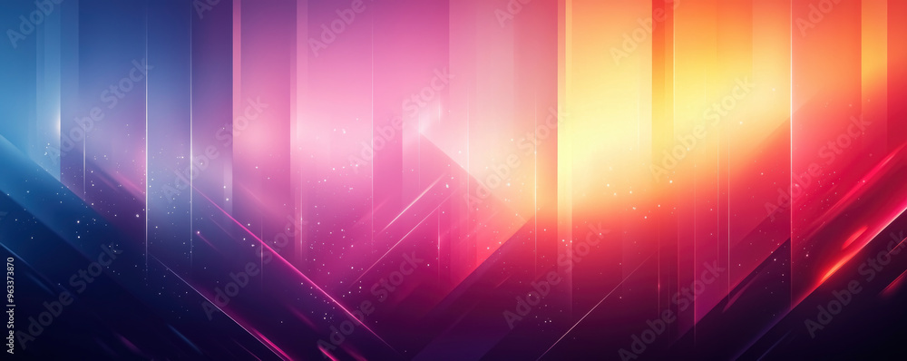 Poster vibrant abstract background with dynamic colors and sharp lines evoking a sense of depth and movemen