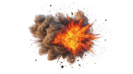 Massive Fire and Smoke Explosion on Transparent Background (PNG)