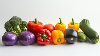Assortment of Fresh Vegetables on a White Background