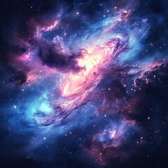 Naklejka premium A Cosmic Dance of Swirling Nebulae and Stars