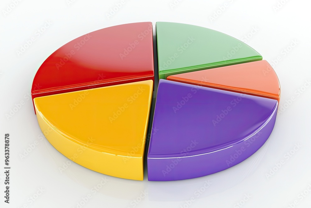 Poster colorful pie chart representing data distribution in a vibrant and modern style for business present