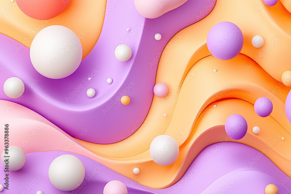 Poster colorful abstract background with fluid shapes and spheres, creating a dynamic and vibrant design. p