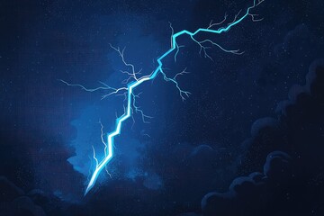 A Glowing Bolt Cuts Through the Night Sky, Electrifying the Dark Canvas with its Brilliance.