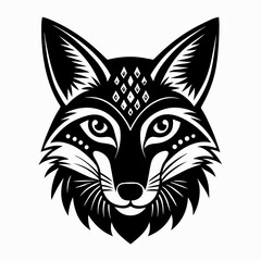 Fototapeta premium Cunning Fox Face with Decorative Patterns in Black and White Graphic Style