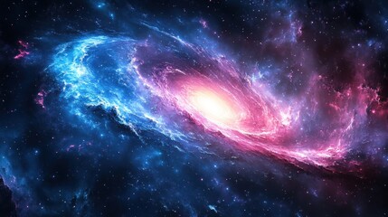 Naklejka premium A Swirling Cosmic Nebula with a Bright Core