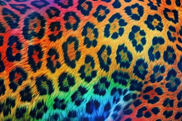  Rainbow neon leopard print background showing colorful wild animal pattern © fahrwasser