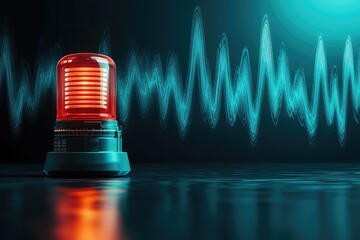 A Red Siren Blinks, Sound Waves Flowing, Eerie Yet Captivating