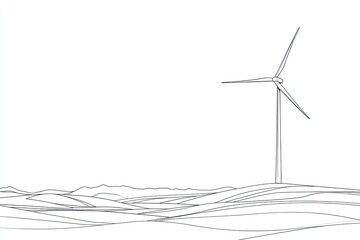 A Single Wind Turbine Stands Tall in a Minimalist Landscape, a Symbol of Clean Energy and a Sustainable Future.