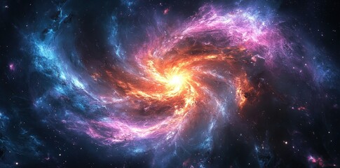 Fototapeta premium A Cosmic Spiral of Glowing Gas and Dust in Space