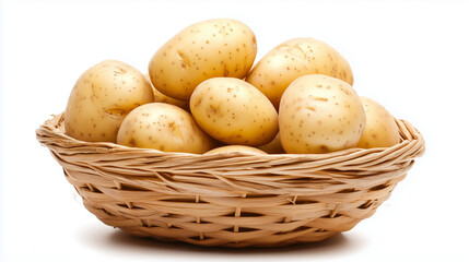 Fresh Potatoes in a Wicker Basket.