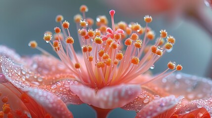 Fototapeta premium Close up of a flower with raindrops on the petals.
